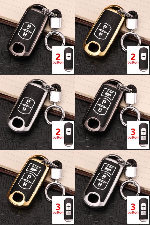 亜鉛 合金 キー カバー ケース 適用: MAZDA2 3 5 6 BM BL GH デミオ MX5 ND NB NC CX3 CX-5 CX 5 CX5 CX7 CX9 2016 2017 2018 アクセサリー 2ボタン ブラック～3ボタン シルバー AL-OO-6607 AL Interior parts for cars