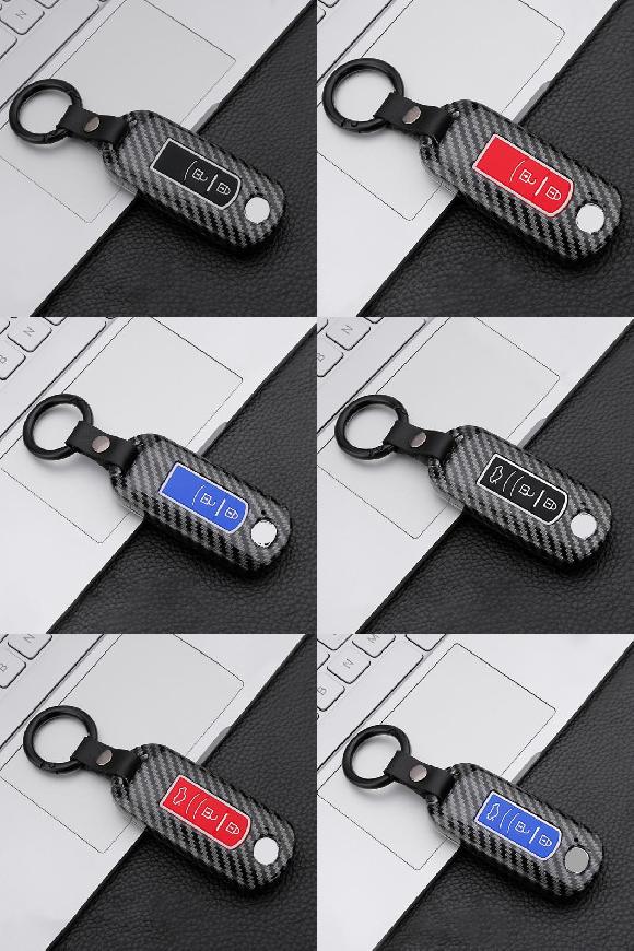 キーケース カバー 適用: MAZDA2 3 5 6 BM BL GH アクセラ デミオ CX-5 CX5 CX 5 CX-3 CX3 CX7 CX9 MX5 ND 2015 2016 2017 2ボタン カーボン ブラック～3ボタン カーボン ブルー AL-OO-6808 AL Interior parts for cars