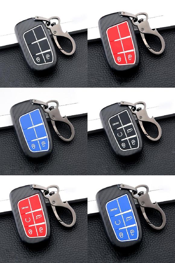 キー カバー ケース 適用: ジープ/JEEP コンパス グランド チェロキー/CHEROKEE レネゲード クライスラー/CHRYSLER 300C 2ボタン カーボン ブラック～5ボタン カーボン ブルー AL-OO-6818 AL Interior parts for cars