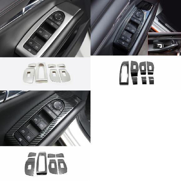 適用: MAZDA3 2019 2020 ステンレス スチール ドア ウインドウ ガラス リフト コントロール スイッチ パネル カバー トリム アクセサリー 7ピース ブラック〜カーボン調 AL-OO-6864 AL Interior parts for cars