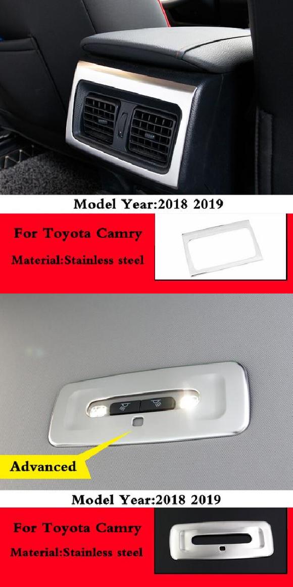 適用: トヨタ カムリ 2018 2019 ステンレス フロント センター コンソール ボックス ストレージ ボックス 装飾 アウター フレーム トリム リア 通気口・リア リード ライト AL-OO-7370 AL Interior parts for cars