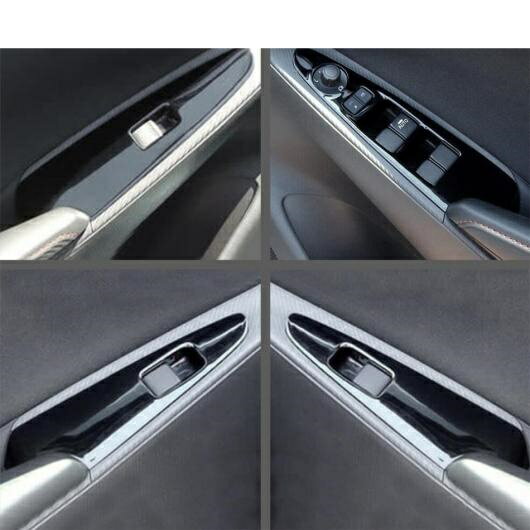 右ハンドル ドア アームレスト ウインドウ ガラス リフト ボタン スイッチ パネル カバー トリム アクセサリー 適用: MAZDA2 デミオ 2015-2021 ブラック・カーボン調 AL-PP-0477 AL Car parts