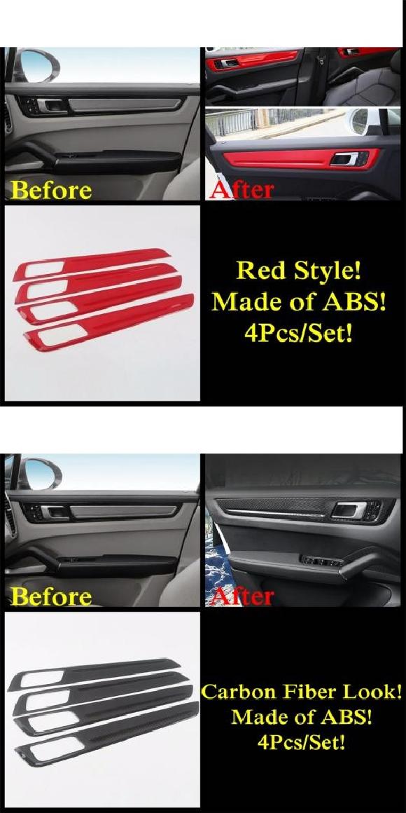 ABS ドア アームレスト パネル インテリア ストリップ カバー トリム 適用: ポルシェ/PORSCHE カイエン 2018-2022 レッド カーボンファイバー スタイル アクセサリー インテリア レッド・カーボン調 AL-PP-1645 AL Interior parts for cars