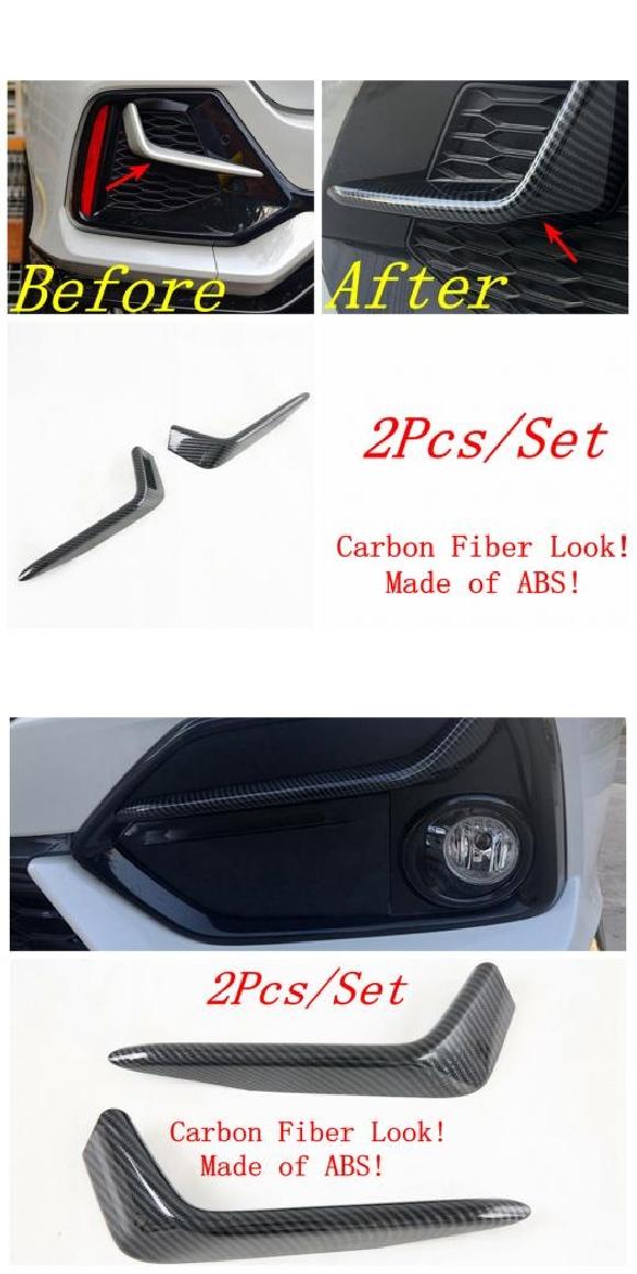 ABS カーボン調/マット 適用: ホンダ シビック ハッチバック 2020 2021 フロント バンパー フォグライト ランプ アイリッド ストライプ サークル カバー トリム タイプB・タイプD AL-OO-8970 AL Interior parts for cars