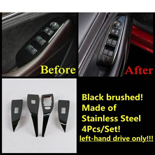 セントラル コントロール/ドア アームレスト ストリップ/ウインドウ リフト ボタン パネル ブラック 起毛 ステンレス スチール カバー トリム 適用: MAZDA6 2019-2021 モデル A AL-OO-9511 AL Interior parts for cars