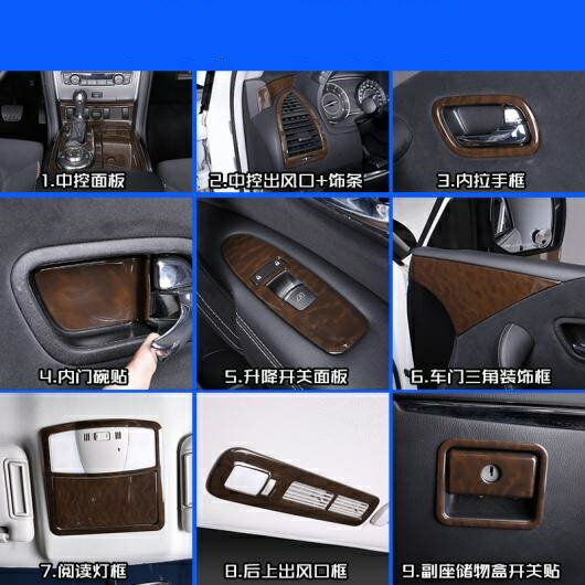 33ピース 適用: パトロール Y62 ステンレス スチール PEACH 木目調 インテリア 装飾 AL-PP-6449 AL Interior parts for cars