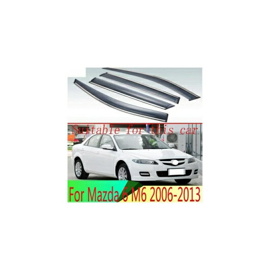 適用: MAZDA6 M6 2006-2013 プラスチック エクステリア バイザー 吹き出し口 シェード ウインドウ サン レイン ガード デフレクター 4ピース AL-QQ-3986 AL Exterior parts for cars