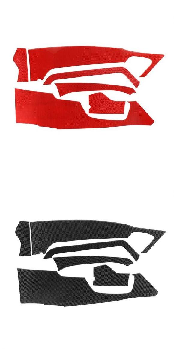 リアル カーボンファイバー調 ギア シフト パネル サイド 装飾 カバー ステッカー 保護 アクセサリー 適用: ダッジ/DODGE チャレンジャー 2015〜 レッドカーボン・カーボン調 AL-RR-3123 AL Interior parts for cars