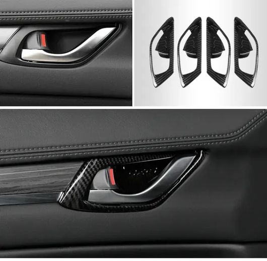 適用: マツダ CX-5 CX5 2017-2021 インテリア カーボンファイバー ABS インテリア フロント カップホルダー カバー トリム ステッカー インナー ドア ボウル 左ハンドル用 右ハンドル用 SR-AA-3780 Interior parts for cars