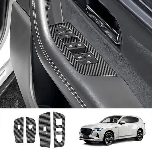 右ハンドル用 インテリア アクセサリー 適用: マツダ CX-60 CX 60 20222023 2024 ウインドウ コントロール ガラス スイッチ 2種セット マット〜2種セット カーボンファイバー SR-AA-4635 Interior parts for cars