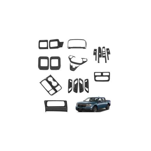 適用: フォード/FORD マーベリック ピックアップ 2022 2023 カーボン調 インテリア ウインドウ スイッチ ギア ステアリング ホイール ヘッドランプ エア ボタン カバー トリム 9セット SR-AA-0434 Interior parts cars