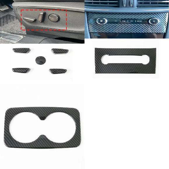 左ハンドル用 適用: フォード/FORD クーガ エスケープ 2020-2022 2023 2024 カーボンファイバー ABS ウインドウ シート アジャスター カバー〜リア ドリンクホルダー カバー SR-AA-0664 Interior parts cars