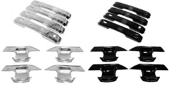 適用: トヨタ ランドクルーザー 250 プラド LC250 2024 2025 サイド ドア ハンドル カバー & ドア ハンドル ボウル カップ インテリア カバー トリム クローム・光沢ブラック SR-BB-6486 Interior parts for cars