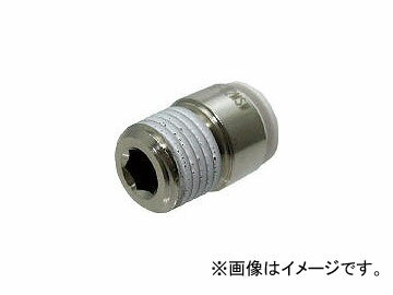 千代田通商/CHIYODA ファイブ六角穴付メイルコネクター W(白)8mm・R3/8 F803MSW(3137201) JAN：4537327036376