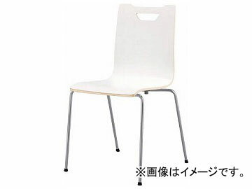 アイリスチトセ リフレッシュチェア フーク 背 座合板 塗装4本脚 ホワイト CFKCF-G-W(7902107) Refresh chair Fark Back Seating pierce paint legs White