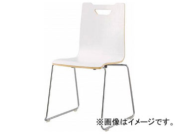 アイリスチトセ リフレッシュチェア フーク 背 座合板 塗装ループ脚 ホワイト CFKCR-G-W(7902140) Refresh chair Fark Back Seating pierce paint loop leg White