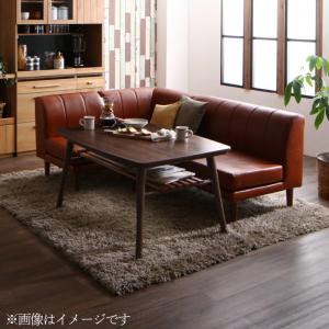 ダイニングセット ソファ こたつ 高さ調節 棚付 ヴィンテージ 合皮 PVC レザー おしゃれ 4人 4点セット(テーブル+2Pソファ1脚+1Pソファ1脚+コーナーソファ1脚) 幅120