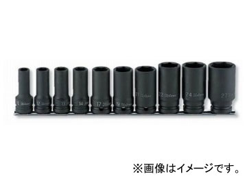 コーケン/Koken 1/2”（12.7mm） 6角セミディープソケット（薄肉） レールセット 10ヶ組 RS14301X/10 square semi deep socket thin meat rail set