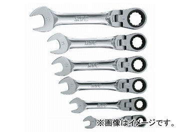 KTC ショートラチェットコンビネーションレンチセット（首振りタイプ）［6本組］ TMSR2S06 Shortrochet combination wrench set neck type pcs