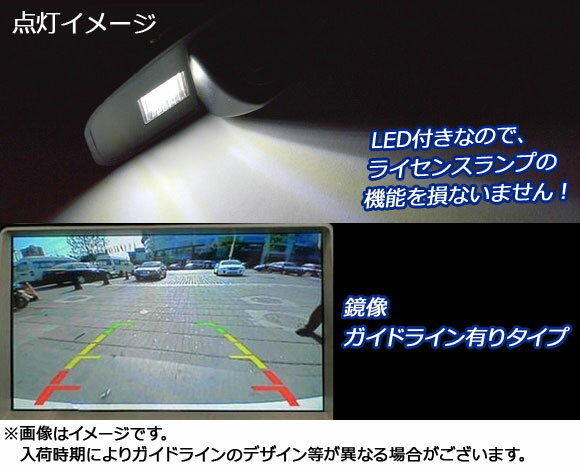 CCDバックカメラ ホンダ キャパ GA4,GA6 1998年04月〜2002年01月 ライセンスランプ一体型 鏡像 ガイドライン有り back camera