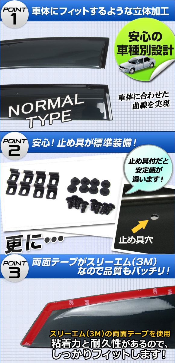 サイドバイザー トヨタ ハリアー 60系(ZSU60W,ZSU65W,AVU65W) ハイブリッド可 2013年12月〜 APSVC208 入数：1セット(4枚) Side visor