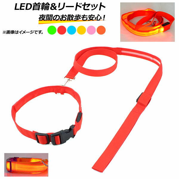 AP LED首輪&リードセット リード約120cm 夜の散歩も安心! 選べる6カラー 選べる3サイズ AP-PP0020 collar lead set