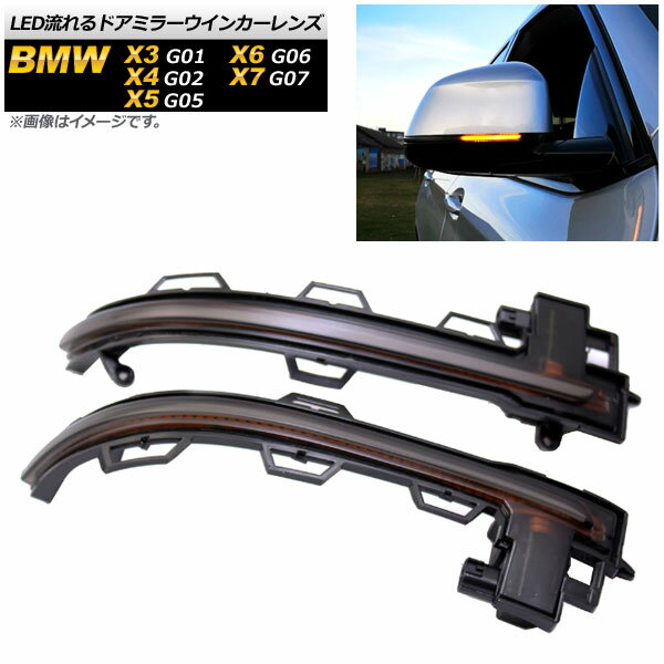 LED流れるドアミラーウインカーレンズ BMW X5 G05 2019年02月〜 スモーク 入数：1セット(2個) flowing door mirror turn signal lens