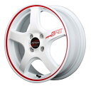 MID RMPレーシング R50 ホイール ホワイト/リムレッドライン 16インチ×6J 43 4H100 国産車 入数：1台分(4本) wheel