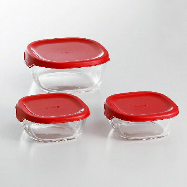 nI/HARIO ϔMKXۑe bh 3_Zbg KST-2012-R(2154-021) Heat resistant glass storage container