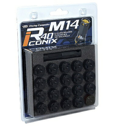 協永産業/KYO-EI レーシングコンポジットR40 アイコニックス クローズドエンドキャップ M14 ブラック M14×P1.5 アルミ製 入数：1セット(20個) CIA4K