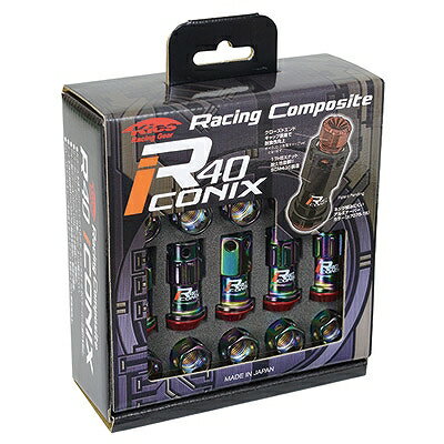 協永産業/KYO-EI レーシングコンポジットR40 アイコニックス ロック＆ナットセット(キャップなし) ネオクロ M12×P1.25 テーパーカラー：レッド 入数：1セット(ナット16個/ロック4個) RI-13NR