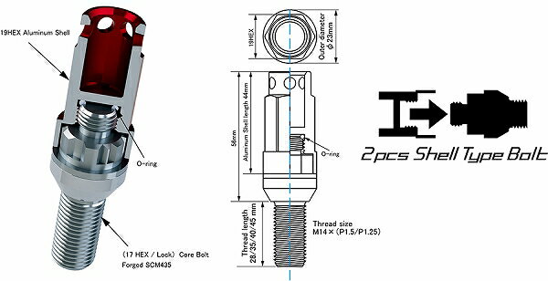 協永産業/KYO-EI Kics レデューラレーシング ボルト＆ロックセット ZS44 ブルー M14×P1.5 シェルタイプ 入数：1セット(ボルト16個/ロック4個) ZS44-7028U 2