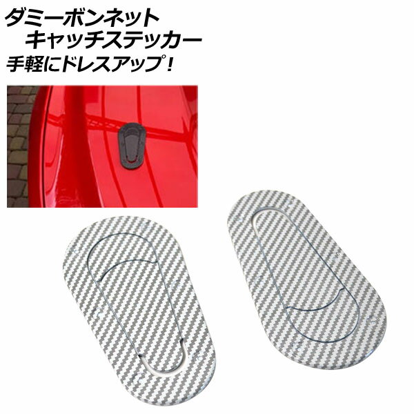 ダミーボンネットキャッチステッカー シルバーカーボン 汎用 ABS樹脂 入数：1セット(2個) AP-XT424-SIC Dummy bonnet catch sticker
