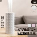 HIRO ダブルミスト 充電式加湿器 ピンク USBポート付き 2つのミストモード HED-2757 Double mist rechargeable humi...