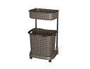 レクエア ランドリーバスケット 2段 ダークブラウン (0328107) laundry basket tiers