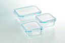 クラルテ 耐熱ガラス製 保存容器3点セット CTH-003 Heat resistant glass storage container set