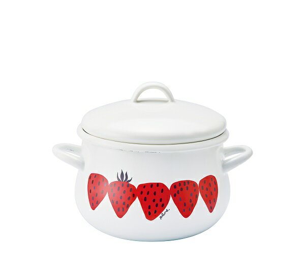 Plune. ホーロー両手鍋 あかいちご 16cm PCR-801(0773141) Enamel two handed pot