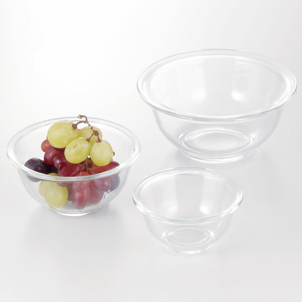 イワキ(Iwaki) ボウル 3点セット 250ml/500ml/900ml 耐熱ガラス シンプルで使いやすい PSC-BO-20N(00123789) piece bowl set
