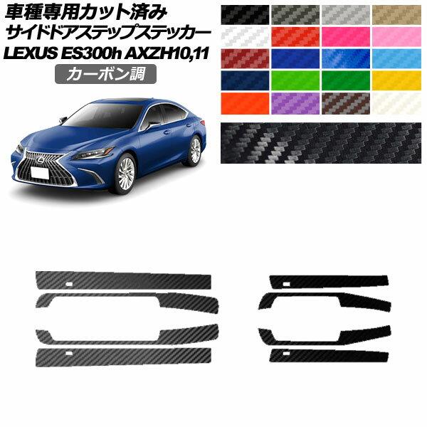 サイドドアステップステッカー レクサス ES300h AXZH10,11 2018年10月～ カーボン調 選べる20カラー 入数：1セット(8枚) AP-PF2CF0167 Side step sticker