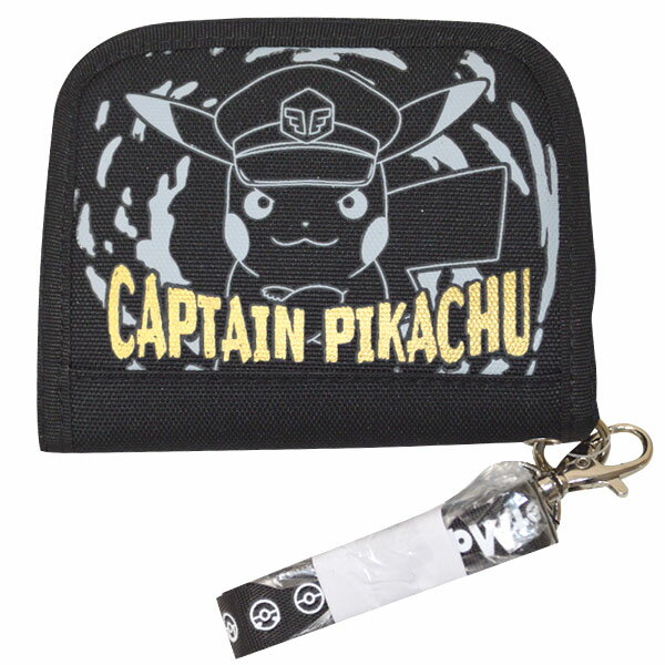 ポケットモンスター ラウンド財布 ブラック 二つ折り ネックストラップ付 首から下げたり、カバンに付..