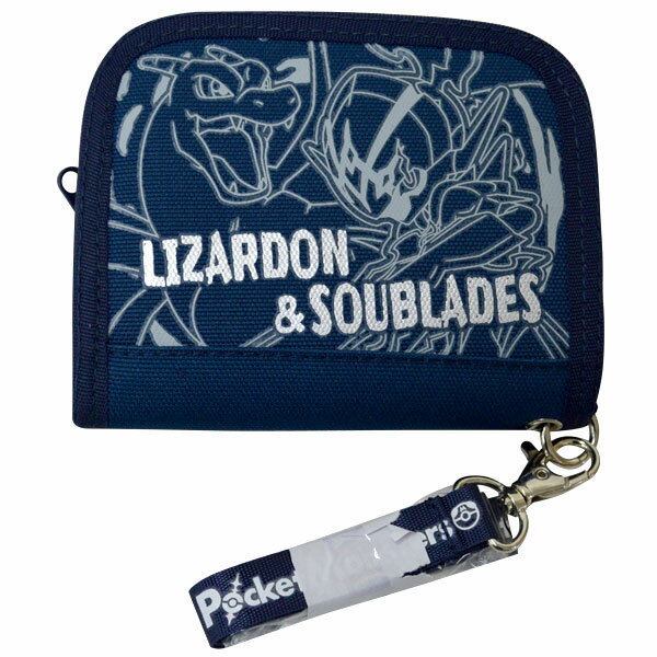 ポケットモンスター ラウンドウォレット ネイビー 二つ折り ネックストラップ付 首から下げたり、カバ..