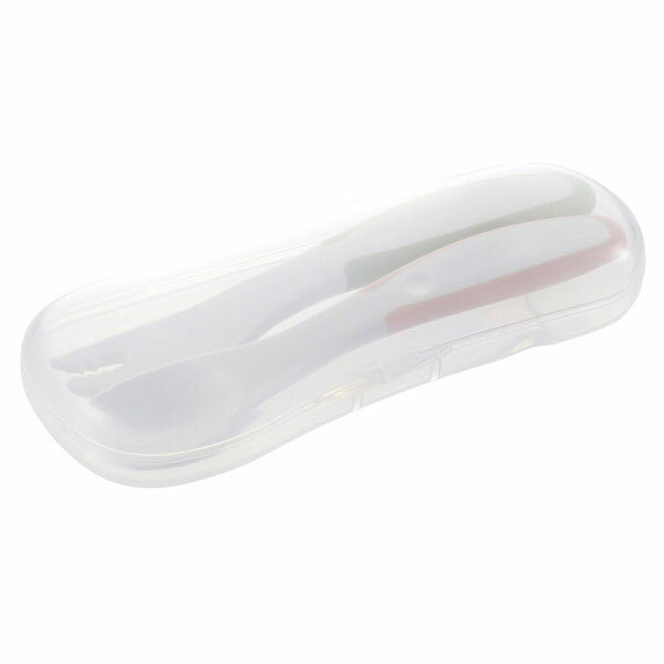 リッチェル(Richell) トライ おはし持ちスプーン・フォークセット ケース付 持ち手が三角形で正しいお箸持ちの練習に！ Try chopstick spoon and fork set