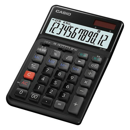 CASIO(カシオ) 人間工学電卓ジャストタイプ 黒 JE-12D-BK-N(48879) Ergonomic calculator type