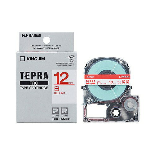 キングジム(Kingjim) テプラPRO テープカートリッジ 白/赤文字 SS12R(37519) Tepra Tape Cartridge