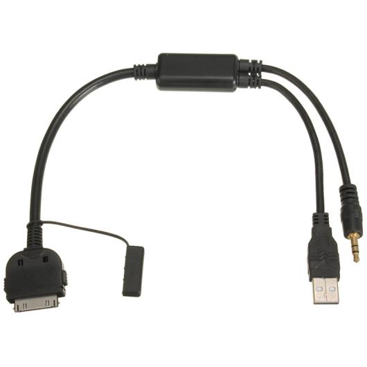 車用ケーブル ハイグレード車オート AUX へ USB オーディオ インターフェースY ケーブル アダプタ リード BMW ミニクーパー iPhone IPOD AL-AA-7077 AL Car cable