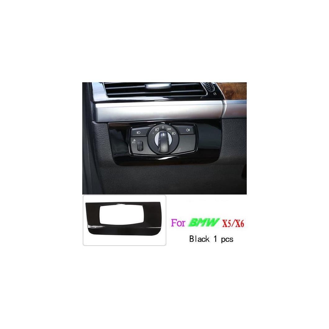 光沢 ブラック ABS インテリアステアリングホイール 装飾 ストリップトリムステッカー BMW X5 X6 E70 E71 2008 -2013 1 AL-DD-6633 AL Interior parts for cars