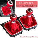 適用: フォルクスワーゲン VW ゴルフ 5-V ゴルフ 6-VI MK5 MK6 R32 GTI 04-09 マニュアル 5/6速 スウェード レザー ギア シフト ノブ 5速・レッド~6速・ブラック AL-EE-3957 AL Car parts(2)