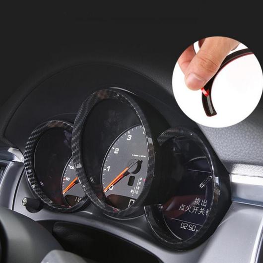 ダッシュボード オイル メーター サークル 装飾 カバー トリム ABS 3個 適用: ポルシェ マカン 2014-17 カーボンファイバー調 ブラック～シルバー AL-EE-4477 AL Interior parts for cars