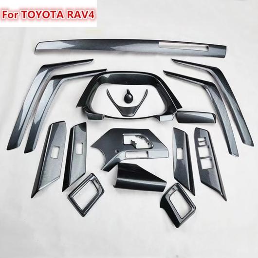 17ピース 適用: トヨタ RAV4 2014 ABS カーボンファイバー ペイント フロント ダッシュ ボード エア 吹き出し口 パネル インナー ドア インテリア AL-EE-6174 AL Exterior parts for cars
