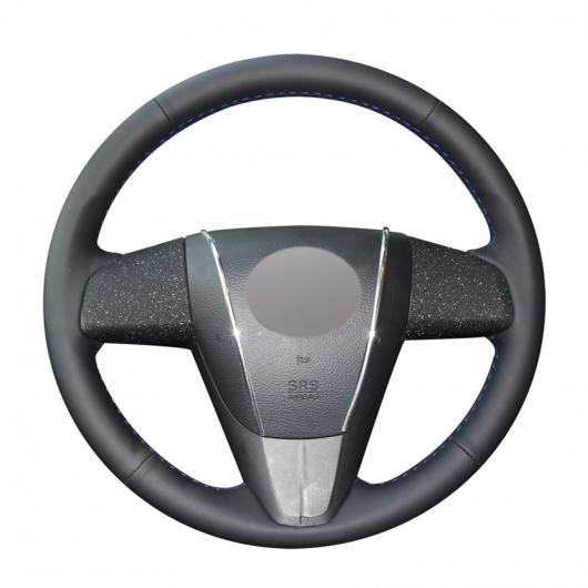 手縫い ブラック PUレザー ステアリング ホイール カバー 適用: マツダ 3 アクセラ マツダ 5 マツダ 6 CX-7 CX-9 マツダスピード3 US ブラック糸～グレー糸 AL-EE-8569 AL Car parts